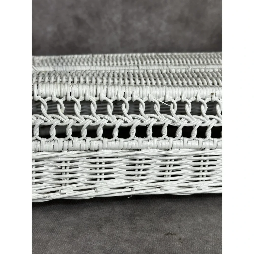 Vintage Cottagecore White Wicker Tissue‎ Box Cover
